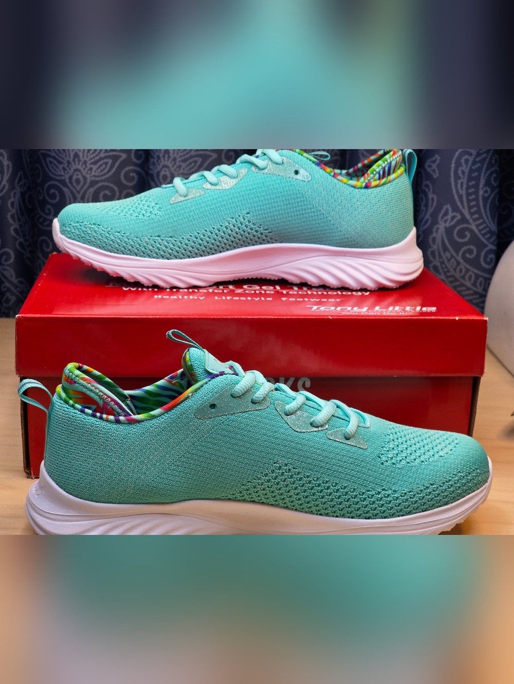 Tony Little Cheeks Multi Sport Gel Trainers Aqua Blue/Teal/Multi Size 8.5